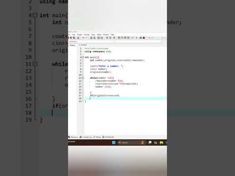 Palindrome Number in C++ #shorts