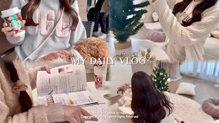 vlog┊息抜きしながら試験勉強に励む社会人の日常✍🏻🌙 新しいコスメでメイク⟡.·ディズニーお土産、公園でのんびりお散歩、ツリー飾り付け🎄