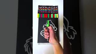 Drawing The Grinch with Posca Markers! Glow Effect! (#Shorts)