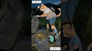 Big Juju and Xiao Juju are catching eels outdoors and are loaded. Cats. Healing. Rural life. Chi