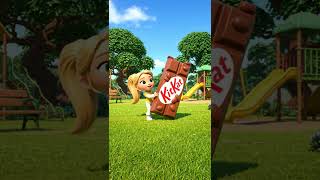 Girl steals a KitKat chocolate and it keeps growing