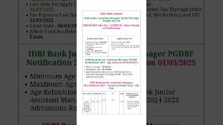 IDBI Junior Assistant Manager (JAM) recruitment out. #idbi #jam #exam #youtube #shorts #video #job