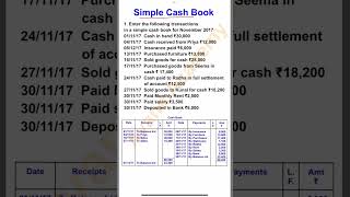 Simple Cash Book | Single Column Cash Book | #cashbook #accountancy #commerce #shorts #trending
