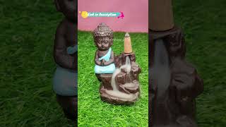 Buddha Murti Fountain with Backflow Incense Holder | Meditating Monk | Showpiece| Handcrafted Buddha