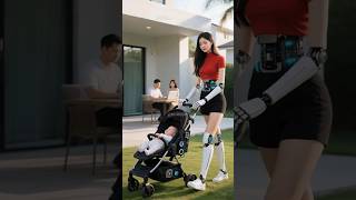 Beautiful humanoid robot becomes a household baby caretaker #futuristic #robot #AI