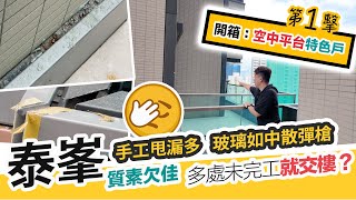 泰峯🔥開箱驗樓🏚️空中平台特色戶，未完工就交樓，玻璃如中散彈槍，空鼓甩漏問題多🤯細發展商樓的煩惱，黑糯米睇樓 CC 中文字幕