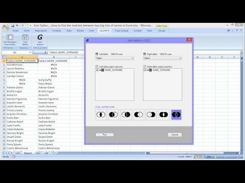 How to find the matches between two big lists of names in Excel, short video
