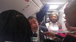 Prime Minister Hon.R. Gonsalves welcomes us to  SVG new  airport Argyle International