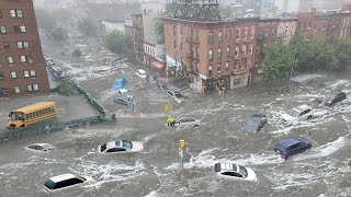 New York Underwater! Flash Flooding Sweep Vehicles as Streets Become Rivers in Queens