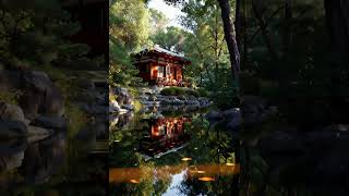Japanese temple by the river 🏯🌊 #ZenVibes #TempleView #JapanNature #RiverScene #PeacefulJapan