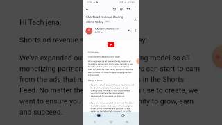 Shorts Ad revenue sharing starts today | Yt New update 2023 | Tech jena