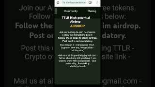 New high potential Airdrop. Join Now . #crypto #airdrop #cryptoairdrop #latestairdrops #newairdrop