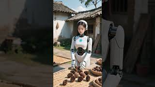 #RobotGirl#AIInNature#FutureTechnology#RobotLife#PineconePicking#NatureAndTech#AestheticRobot#