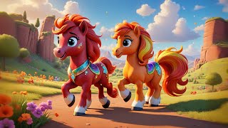Four Rainbow Ponies Gallop in Clouds | Fantasy Song for Kids | Magical Movement Rhyme & Preschool