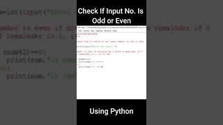 Check if input no. is Odd or Even using Python