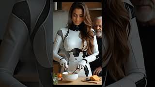 Beautiful AI humanoid robot cooking food for human #ai #robot #trending