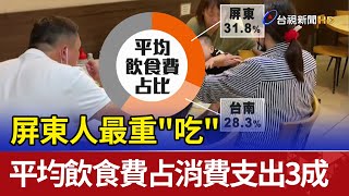 屏東人最重「吃」！平均飲食費占消費支出31.8%