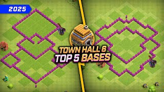 NEW BEST TH6 BASES (War/Trophy) 😍 TOP 5 Town Hall 6 Base Links for 2025 - Clash of Clans