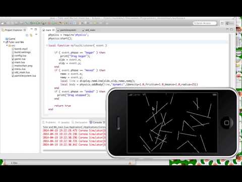 Test app using Eclipse, Lua, and Corona, on simulator