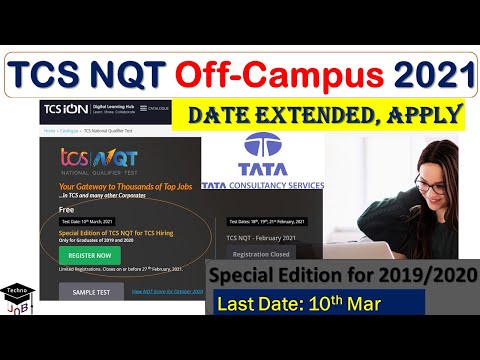 TCS NQT 2021 Registration (Special Edition) | TCS Off Campus Drive for 2019 & 2020 Batch | Freshers