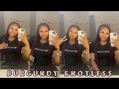 DIY:BURGUNDY KNOTLESS BRAIDS ❤️‍🔥😍