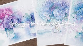 Painting Hydrangea Vase in Watercolor | Vẽ Bình hoa Cẩm tú cầu