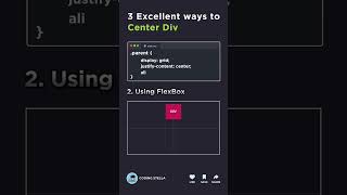 3 Ways to Center Div 😱 With  FlexBox, Grid, Position #centerdiv #css #shorts
