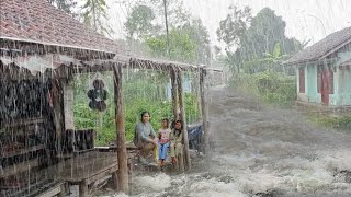 Very heavy rain strong wind in indonesia village | solution for insomnia