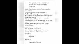 Backend Developer#fresher #experienced #getemployed #youtubeshorts #backenddeveloperjobs#developer