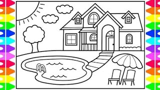 HOW TO DRAW A HOUSE EASY | Drawing House form Shapes