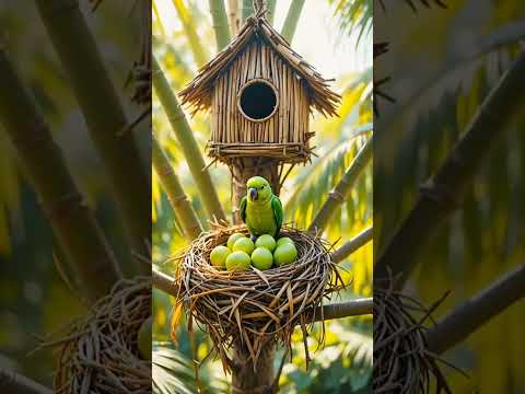तोता कॉलोनी सद्भाव में एक साथ अंडे देना 🥰 #shortvideo #parrot #youtubeshorts #viralvideo #trending