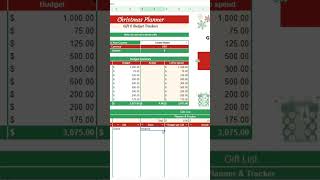Christmas Planner Gift & Budget Spreadsheet #spreadsheet #spreadsheetmagic #shorts #christmas