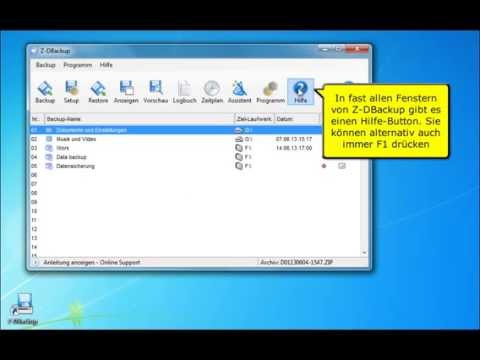 Das Hilfe-System von Z-DBackup