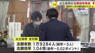 静岡県内の公立高校・全日制の平均志願倍率は1.04倍　最高倍率は沼津東理数科の2.23倍
