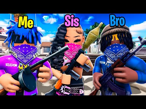 I CREATED A GANG WITH MY LITTLE SIBLINGS ON ROBLOX HOOD GAME *BLOCKSPIN*
