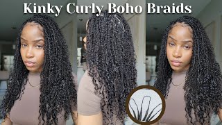 😍Kinky Curly Boho Braids Reusing Human Crochet Hair | The ONLY style you need for summer