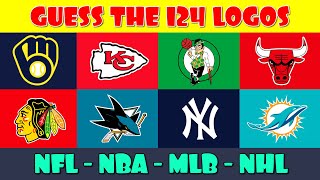 Guess the Logo Sports Teams - 124 NHL, NBA, MLB, and NFL Logos 🏈 🏀 ⚾️ 🏒