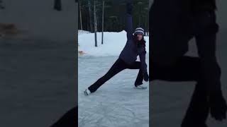 Hella Cold Yoga On Ice #iceskatingtrend #iceskate #outdooryoga #yogainnature