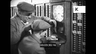 1930s Workers Clocking In, Work, HD from 35mm