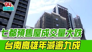 七都預售屋成交量全數下滑！以台南北區最慘..年減99% 房市買氣不佳其中原因銀行放貸緊縮 也導致花蓮 嘉義陸續爆出建商倒閉｜【好宅敲敲門】94要賺錢