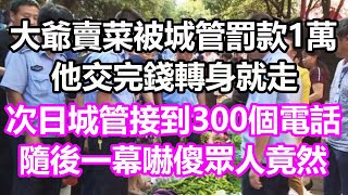 大爺賣菜被城管罰款1萬，他交完錢轉身就走，次日城管接到300個電話，隨後一幕嚇傻眾人，竟然...#淺談人生#民間故事#孝顺#儿女#讀書#養生#深夜淺讀#情感故事#房产#晚年哲理#中老年心語#養老#故事