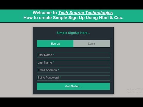 How to Create Simple Sign Up Form Using Html and Css | simple signup form in html and css