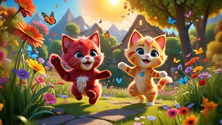 Four Rainbow Kittens Catch Butterflies | Counting Song for Kids | Nursery Rhymes and Baby Songs