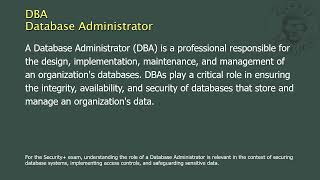 DBA - Database Administrator