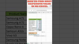 How to Find Most Expensive Value (XLOOKUP) in MS EXCEL Tutorial 2019