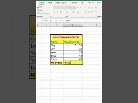 MIN Function in Excel #shorts #exceltutorial #excelformula