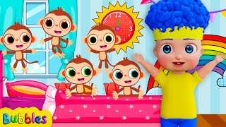 Five Little Monkeys Jumping on the Bed | Bubbles Nursery Rhymes & Baby Songs