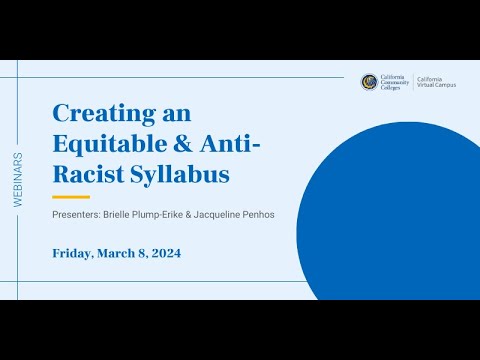 Creating an Equitable & Anti-Racist Syllabus