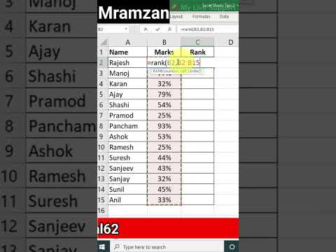 Rank formula / Rank formula use in Excel || by Mramzam