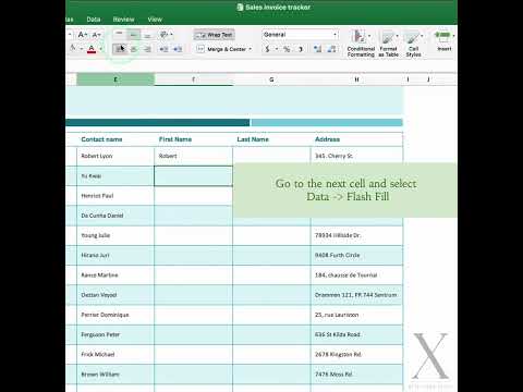Excel smart data split using Flash Fill